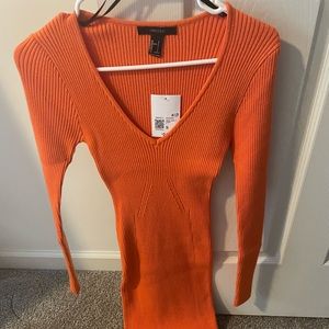 Ribbed bodycon Orange dress